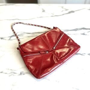 Cato Red Faux Leather Shoulder Purse with Chain Strap Clutch Bag